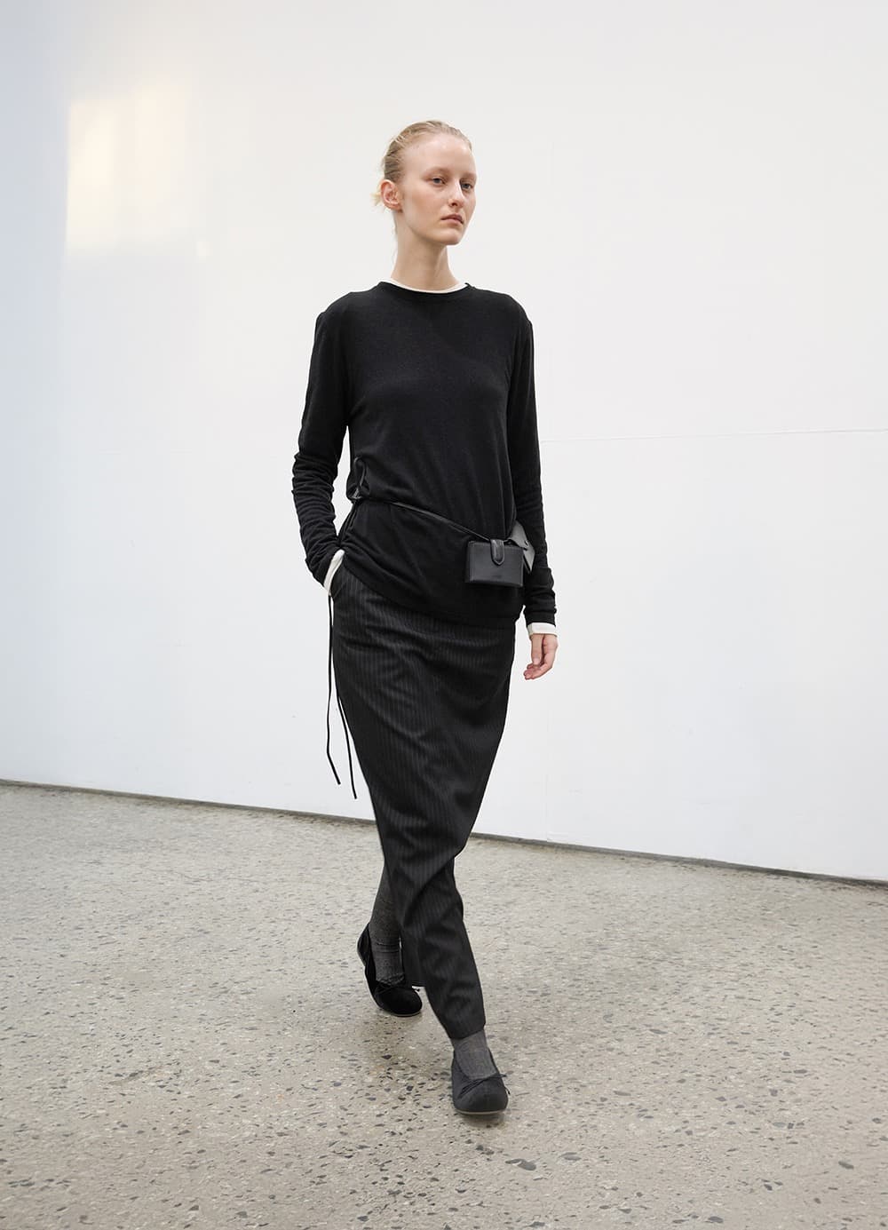 Straight Maxi Skirt - Stripe Black