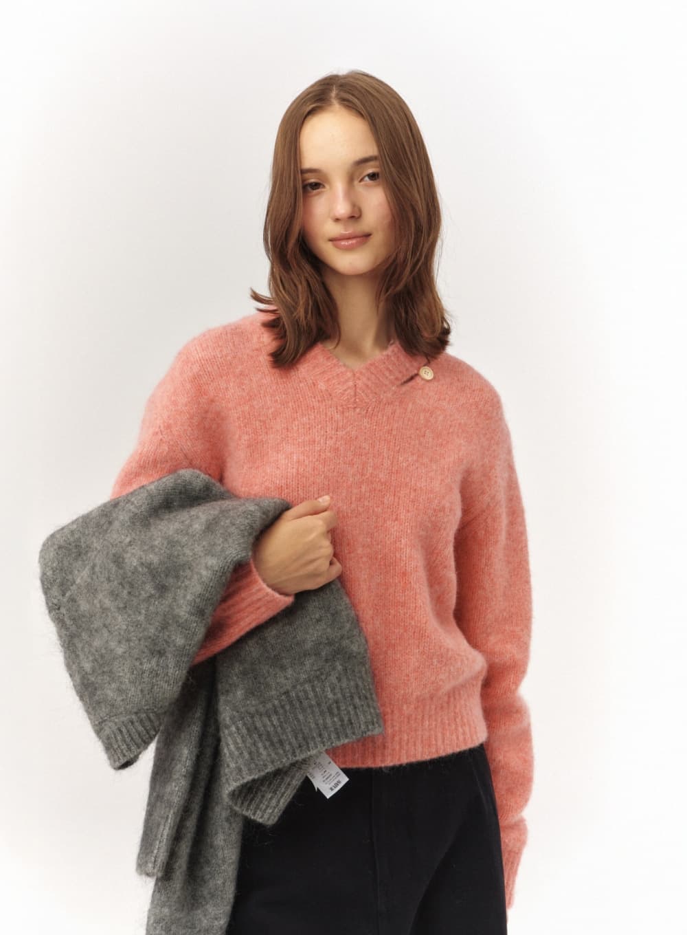 (W) Essen Two Tone Mohair Blend Knit - Pink