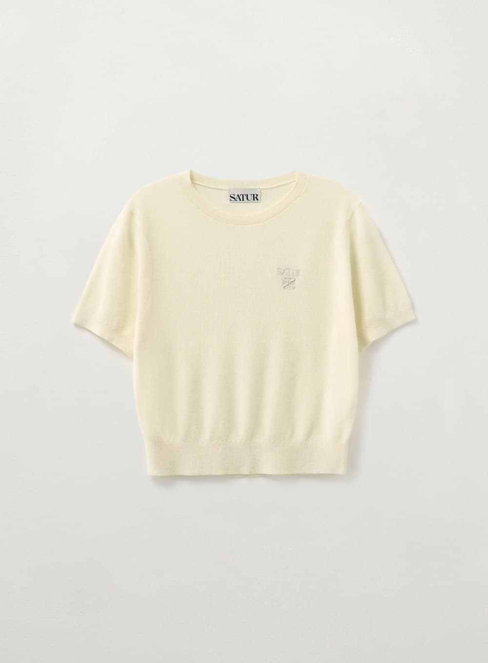 (W) Light Weight Crew Neck Half Knit - Cream