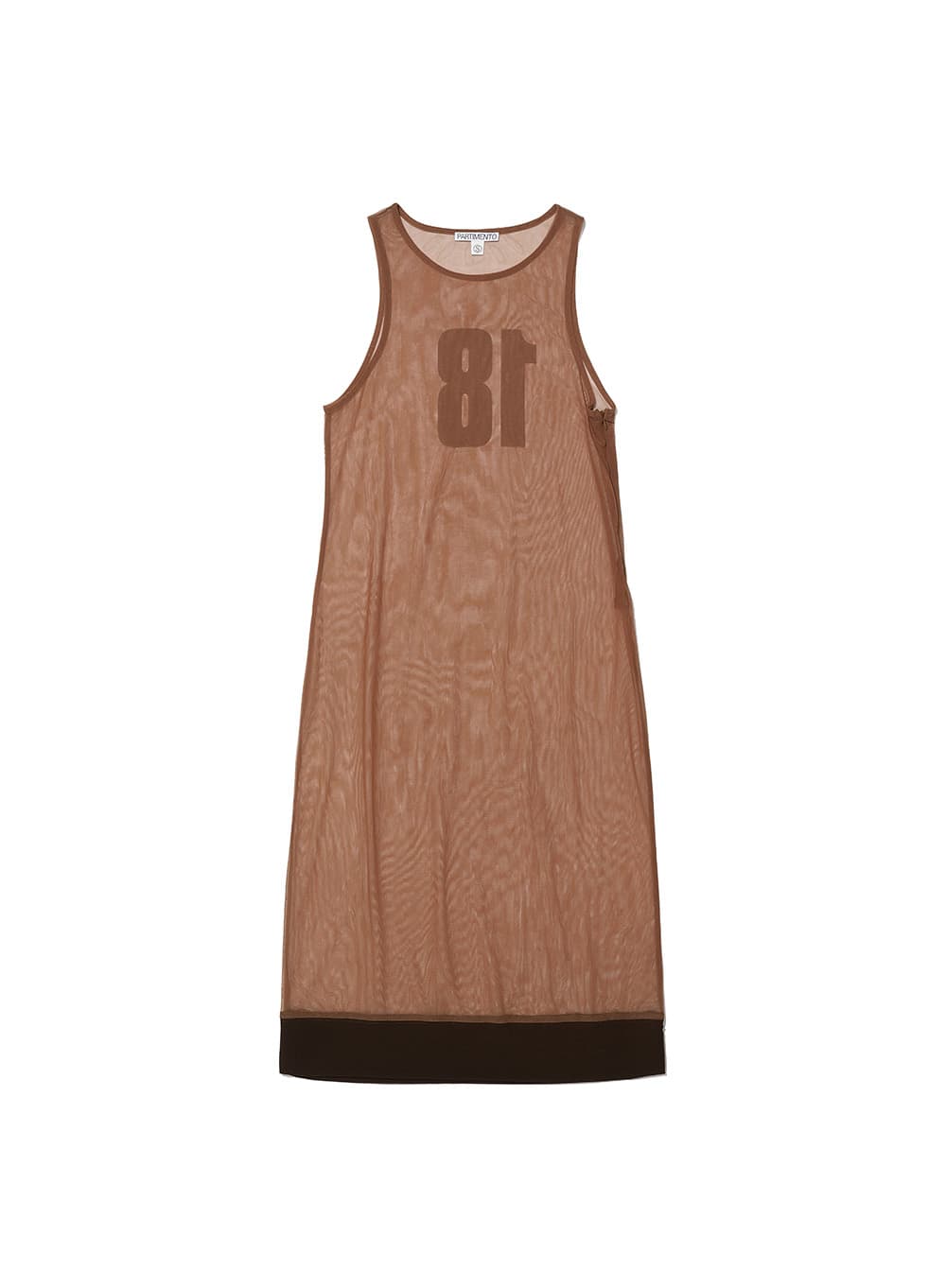 NUMBERING PRINTED MESH DRESS_COFFEE