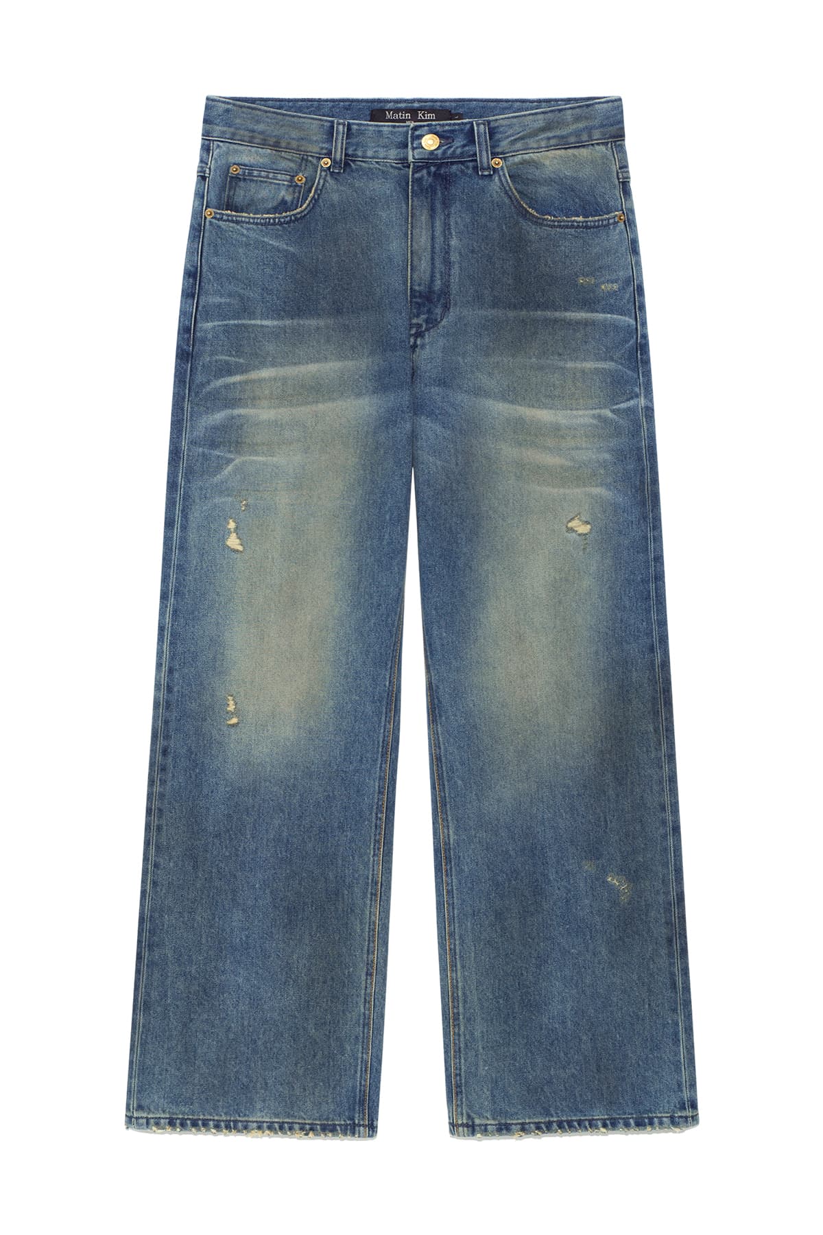 EMBO WASHED DENIM PANTS FOR MEN IN BLUE