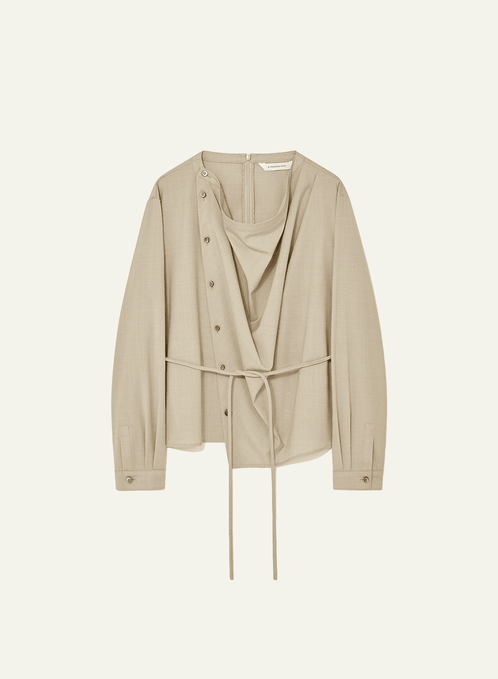 Draped Allen Blouse Sand Beige (Merino Wool)