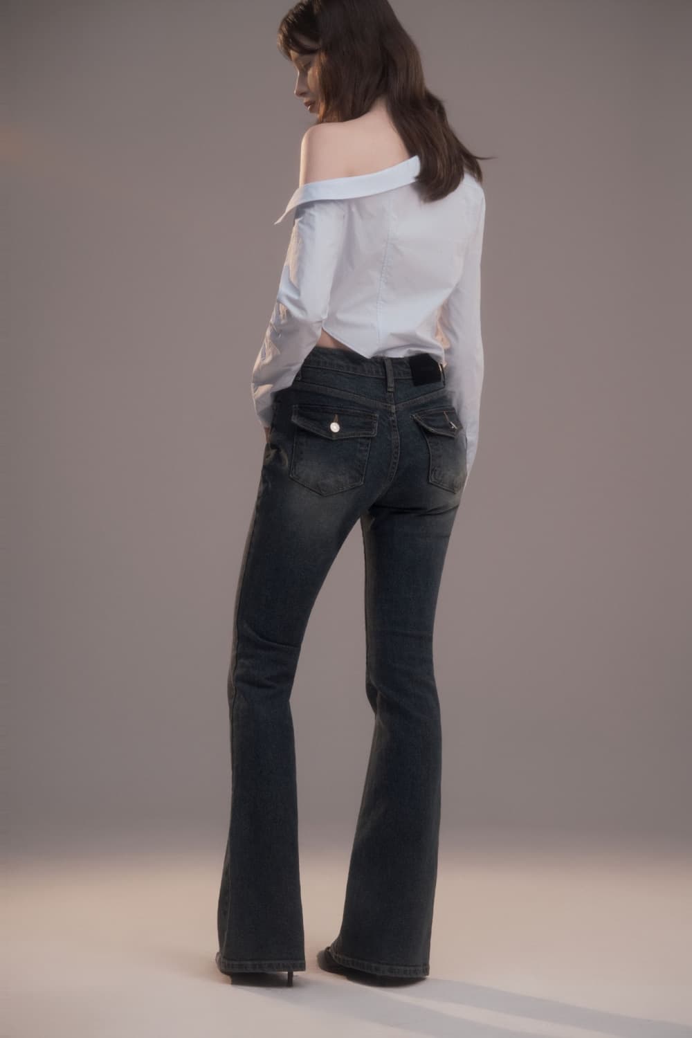 Thea Pocket Boot-Cut Denim - Dark Navy
