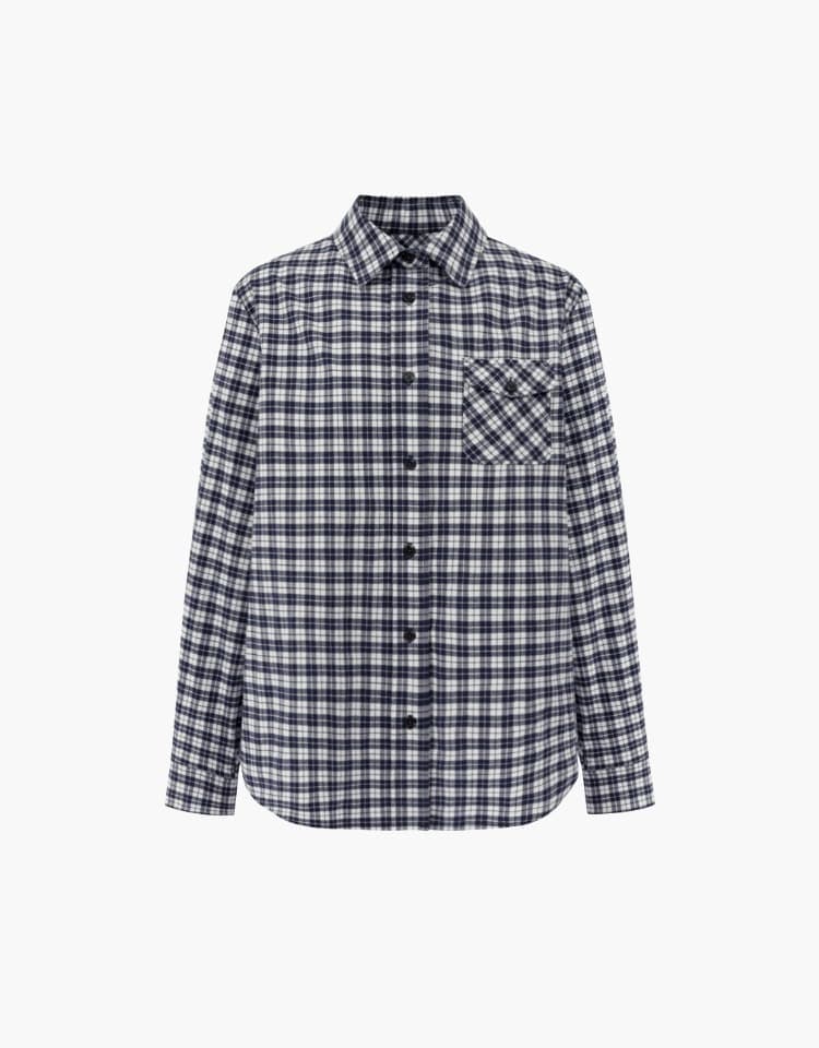 pocket check shirts - navy
