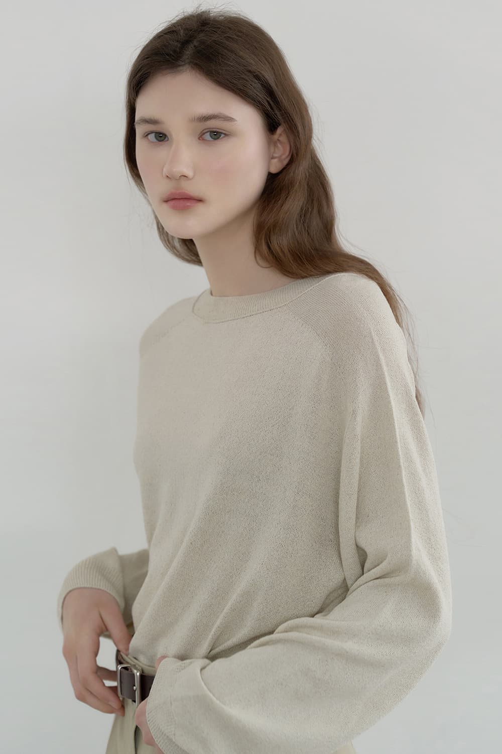 Wholegarment 2-way linen knit S/OAT [N6PSKT02]
