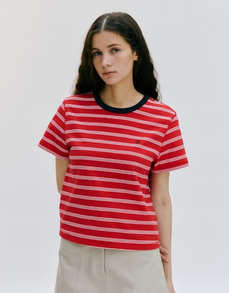 dp logo stripe t-shirt - red