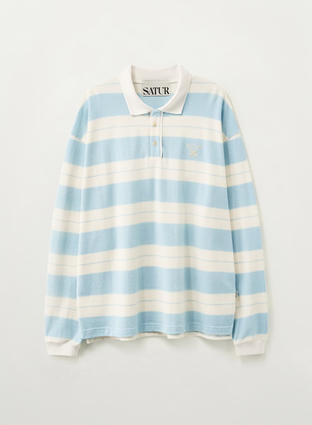 Apero Stripe Pique Long Sleeve - Sky Blue