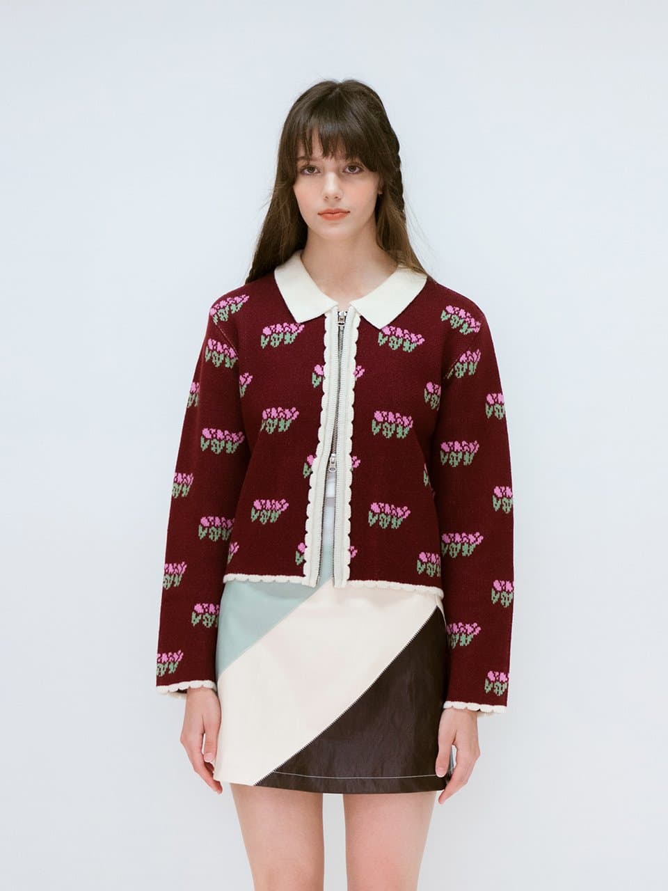 tulip knit zip up (bg)