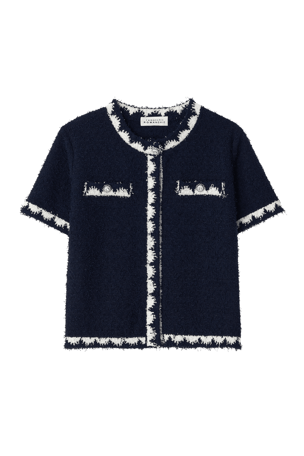 Atelier Trim Tweed Half Jacket (Navy)