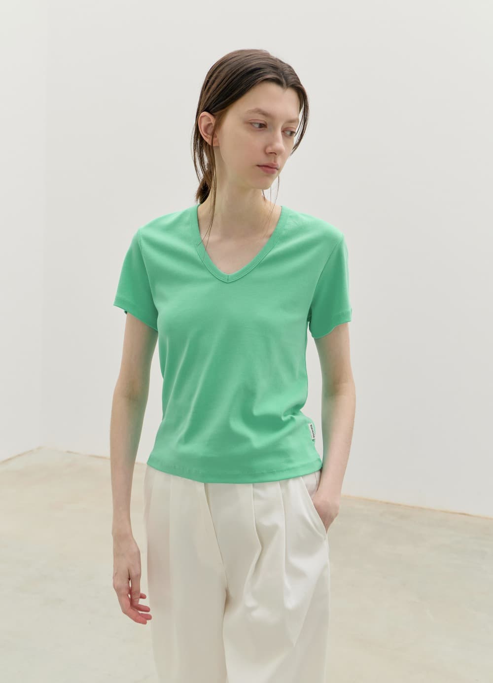 All-day Cotton V-neck T-shirt - Florida Mint