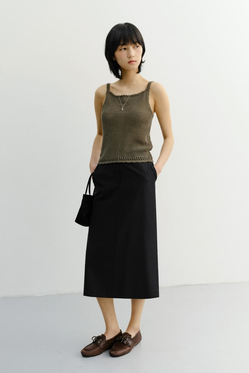 H-LINE LONG SKIRT BLACK_UDSK6B233BK