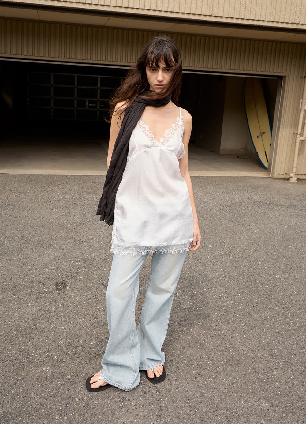 Sheer Cotton Scarf - Black