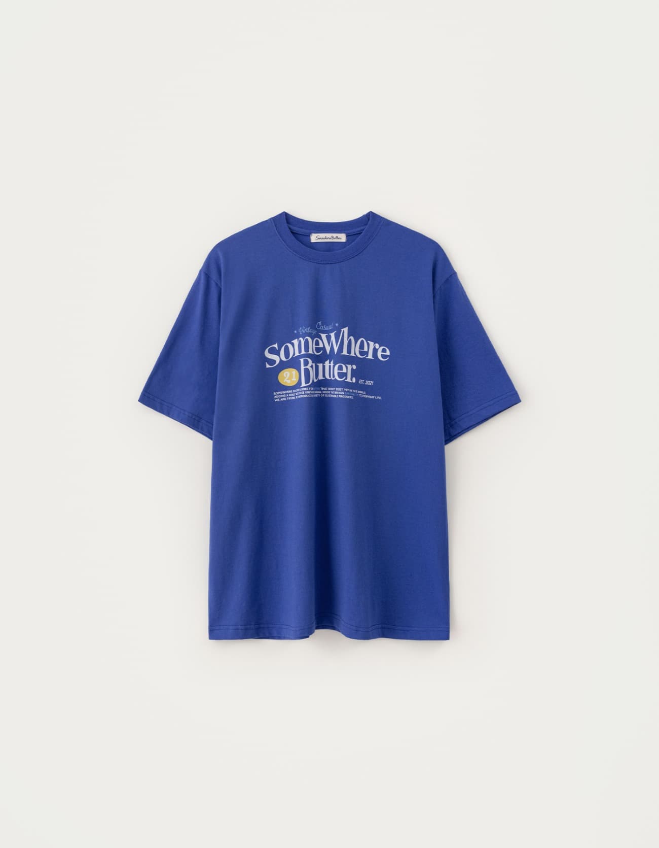 21 Wave Logo Over-Fit Top - Cobalt Blue