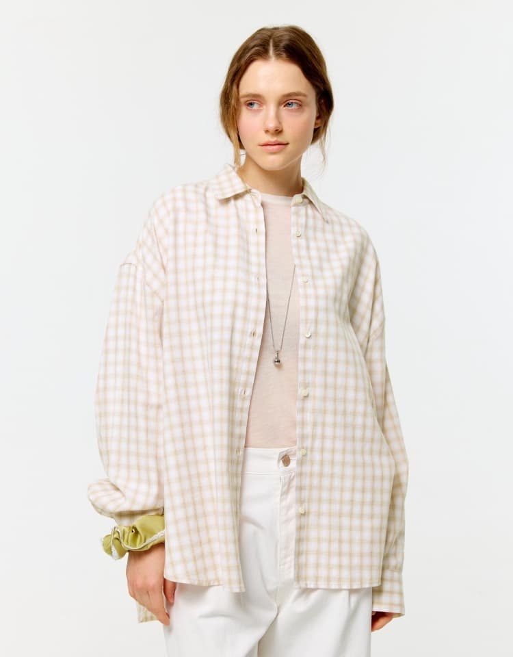 check oversized shirts - peach