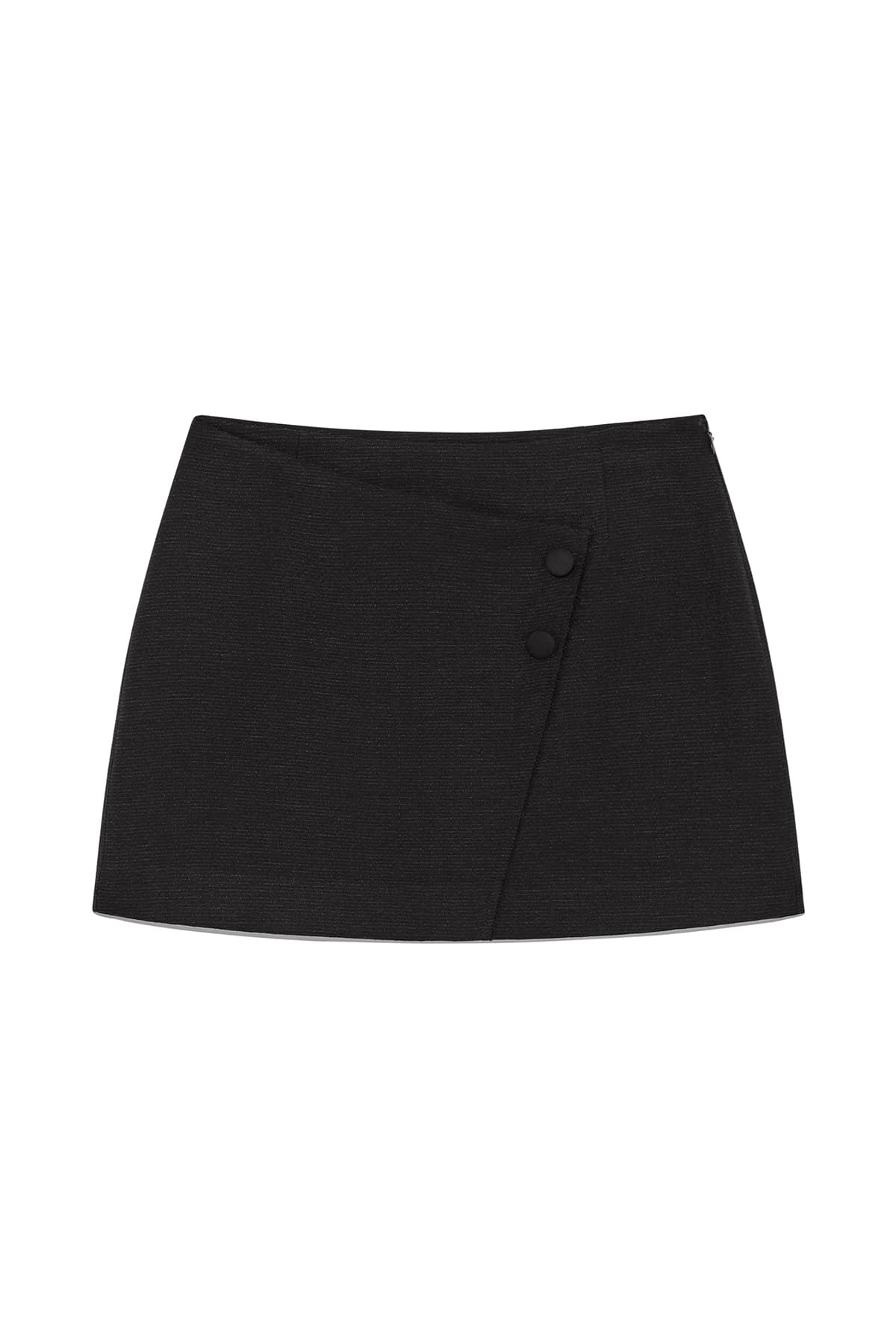 STRIPE HERRINGBONE WRAP MINI SKIRT IN BLACK