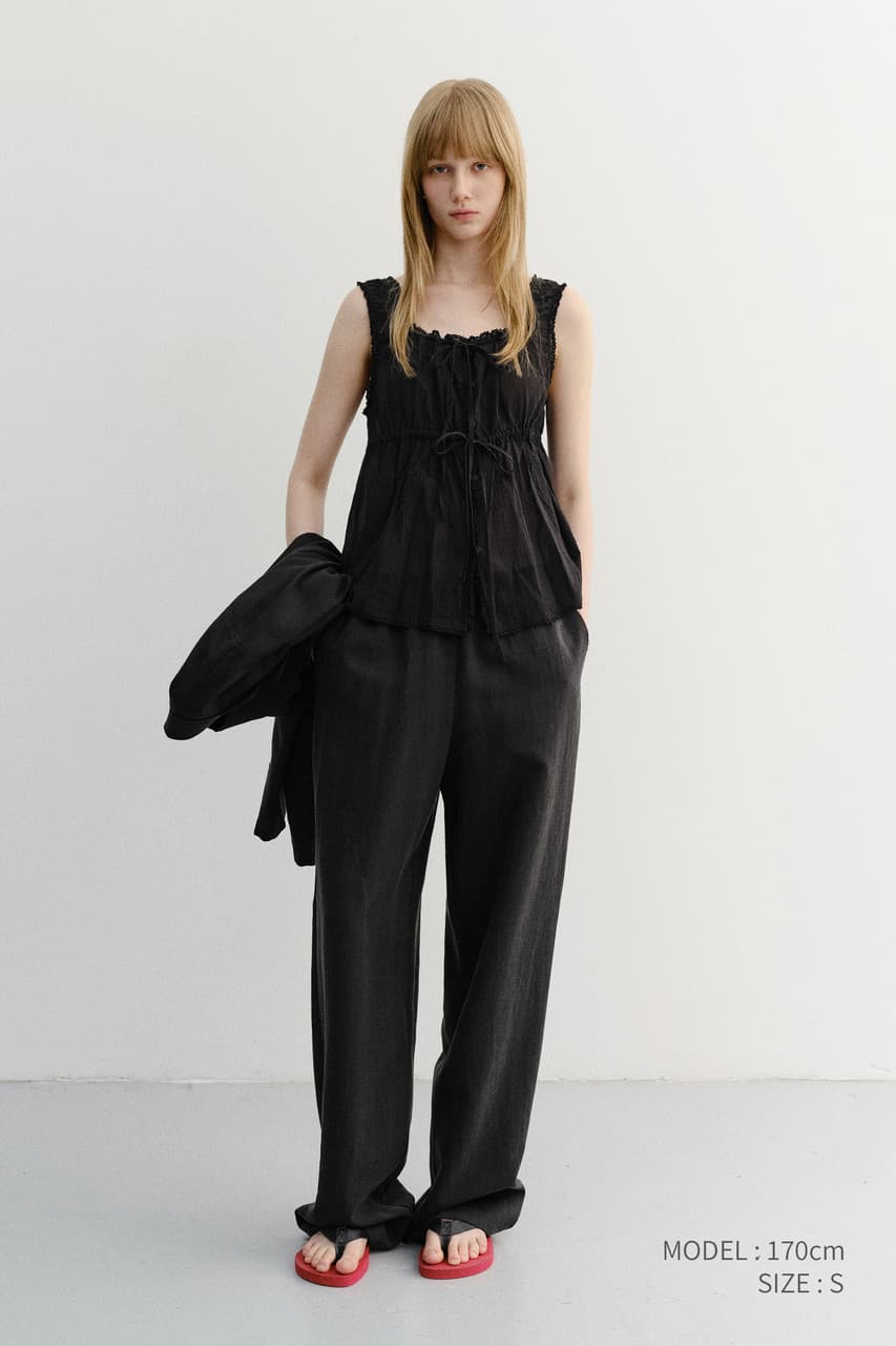 SHIRRING SLEEVELESS BLOUSE BLACK_UDBL6B228BK