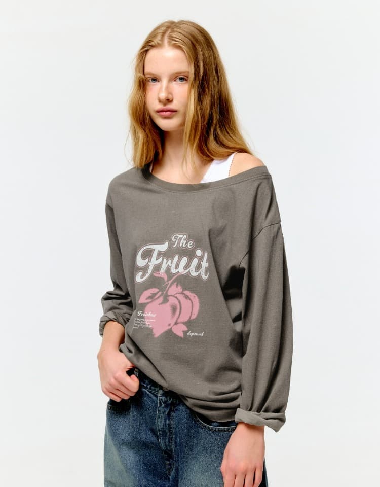 90's plum boat neck t-shirt - brown
