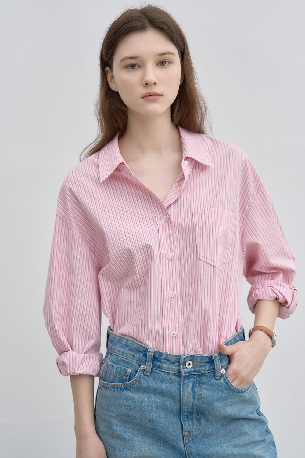 Roomy shirt Pink/ST [N6SBL02]
