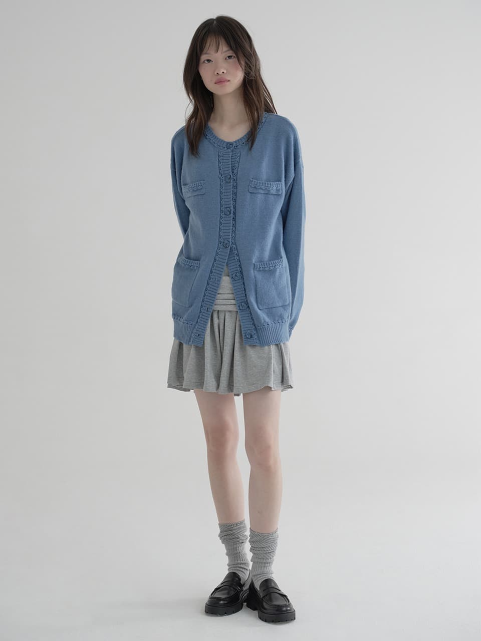 POCKET LOOSE CARDIGAN (BLUE)