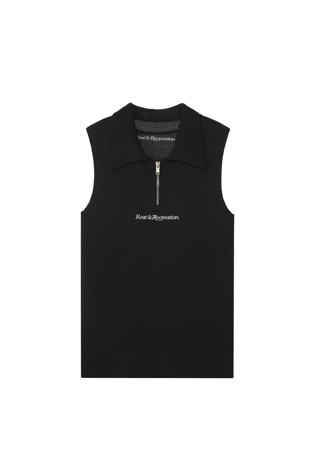 HALF ZIP-UP KNIT VEST - BLACK