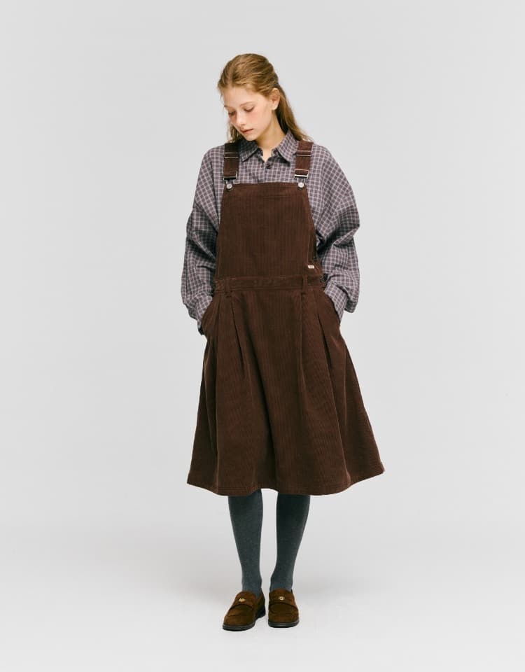 corduroy overall one-piece - brown