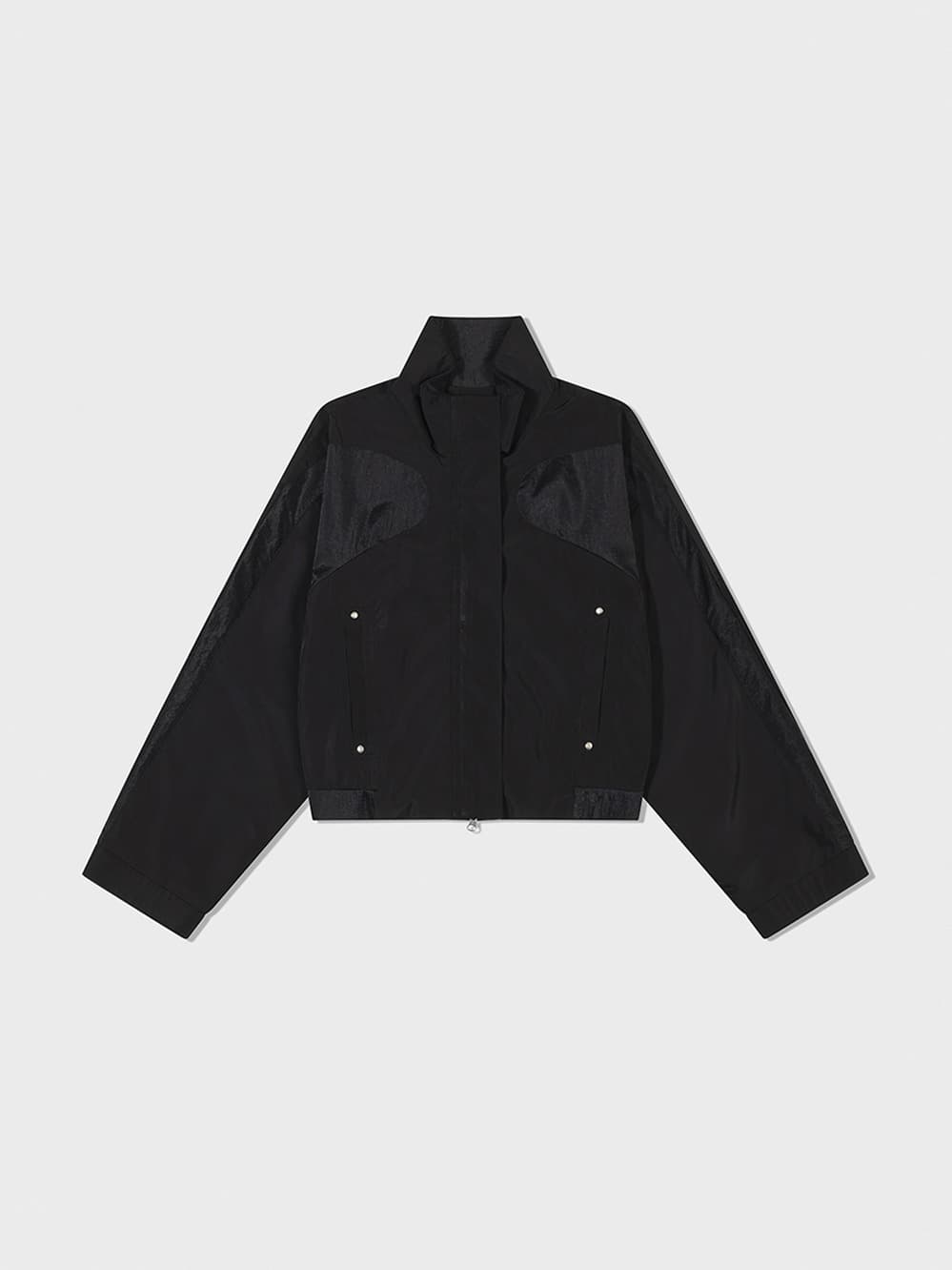 Contrast Zip-Up Short Jacket_Black