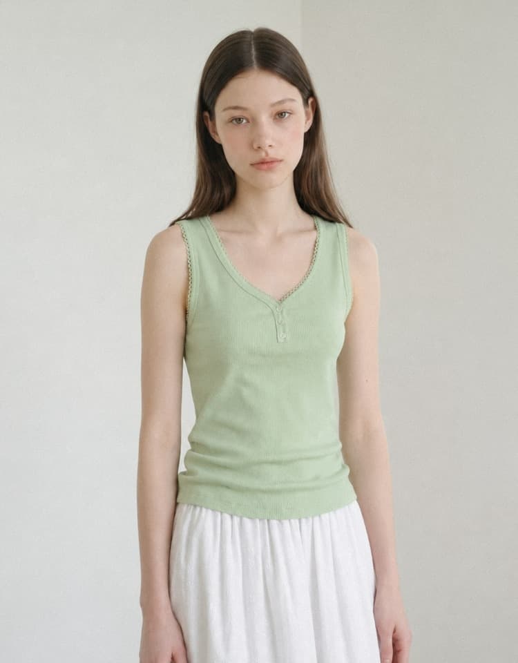 pincoat henley neck sleeveless - mint