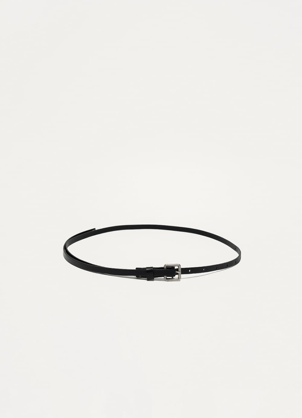 Basic Slim Leather Belt - Silver