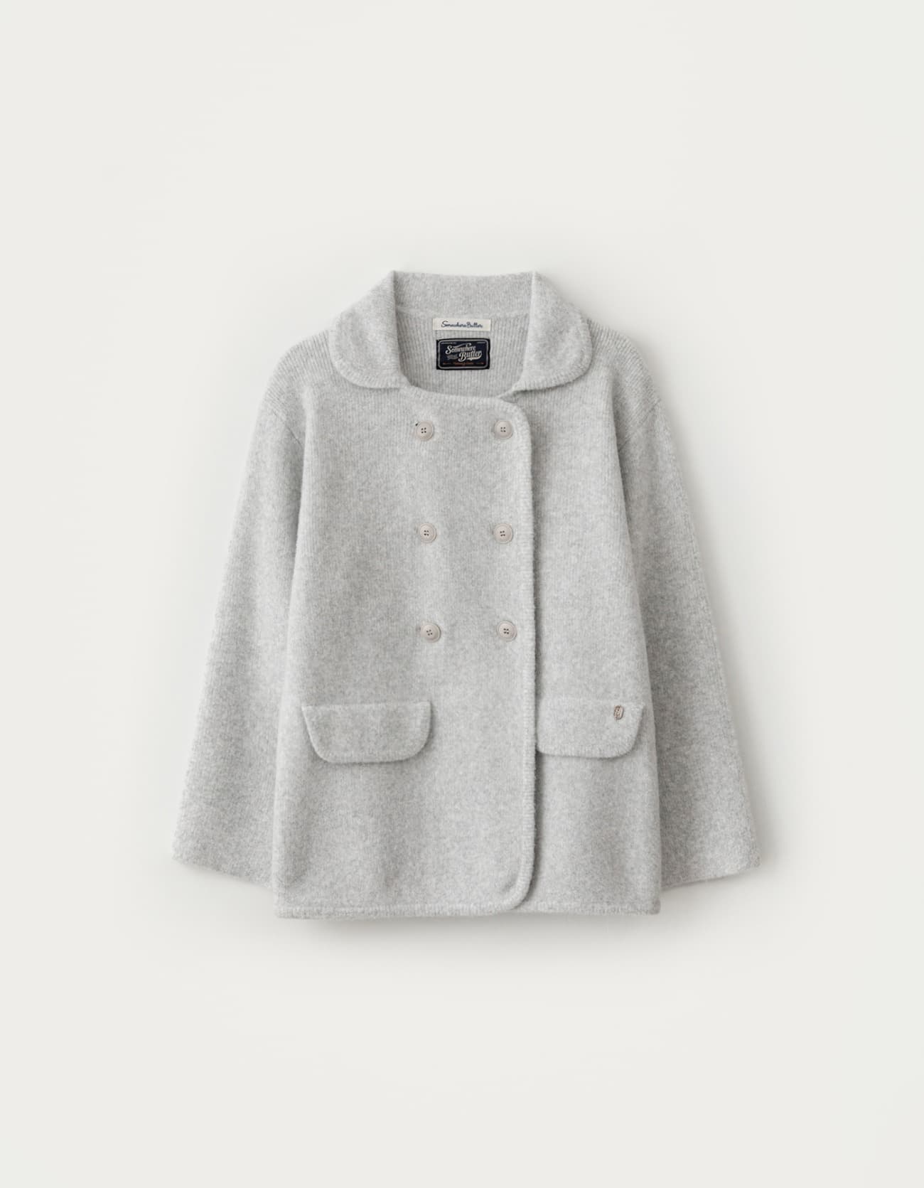 Half Robin Knit Wool Jacket - Light Grey