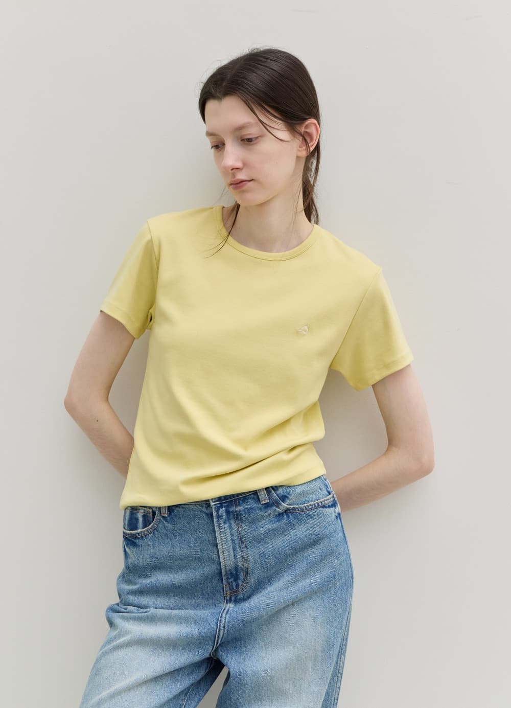 All-Day Cotton Rib T-shirt - Pale Yellow