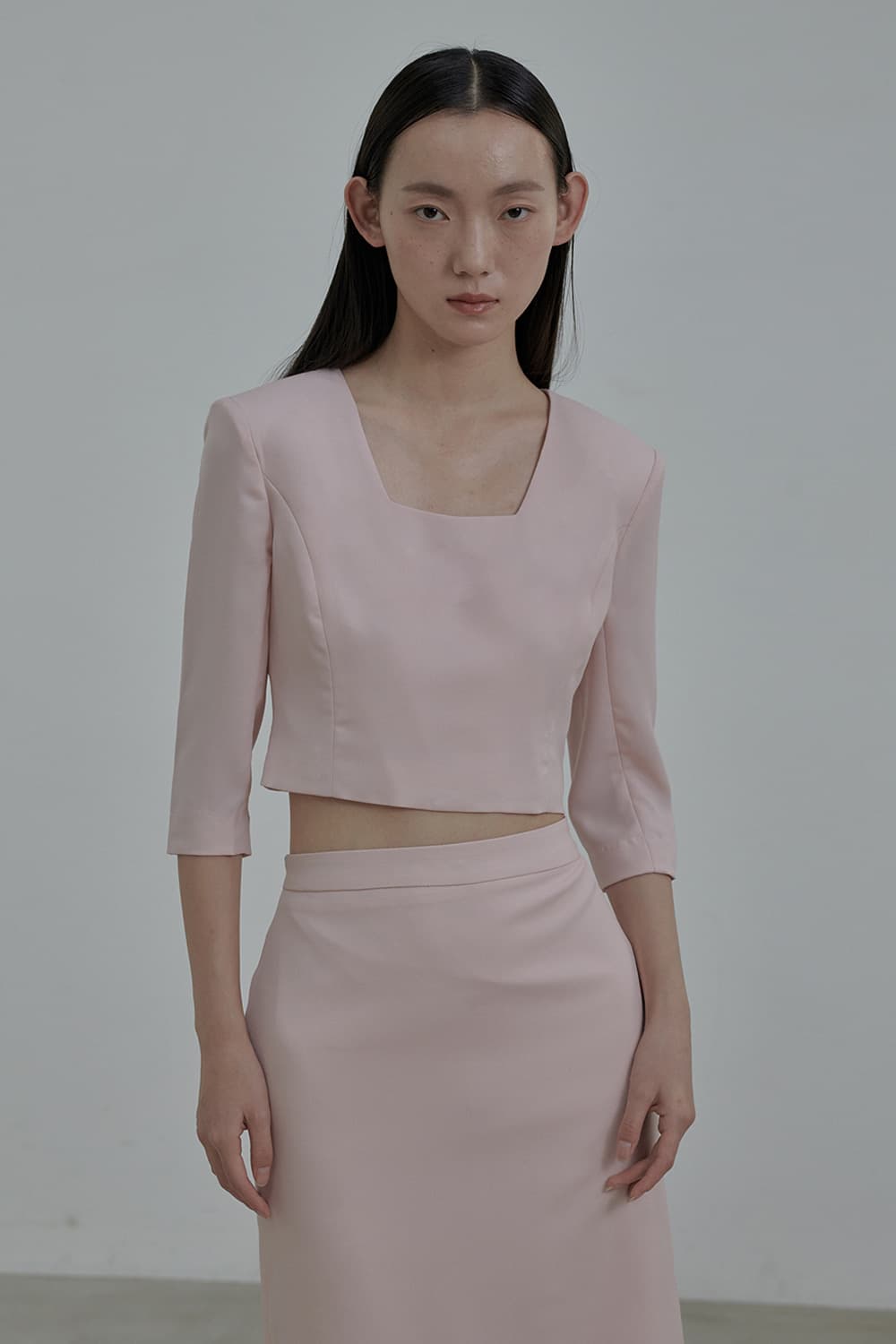 Dominic Square Neck Blouse Top - Dusty Pink