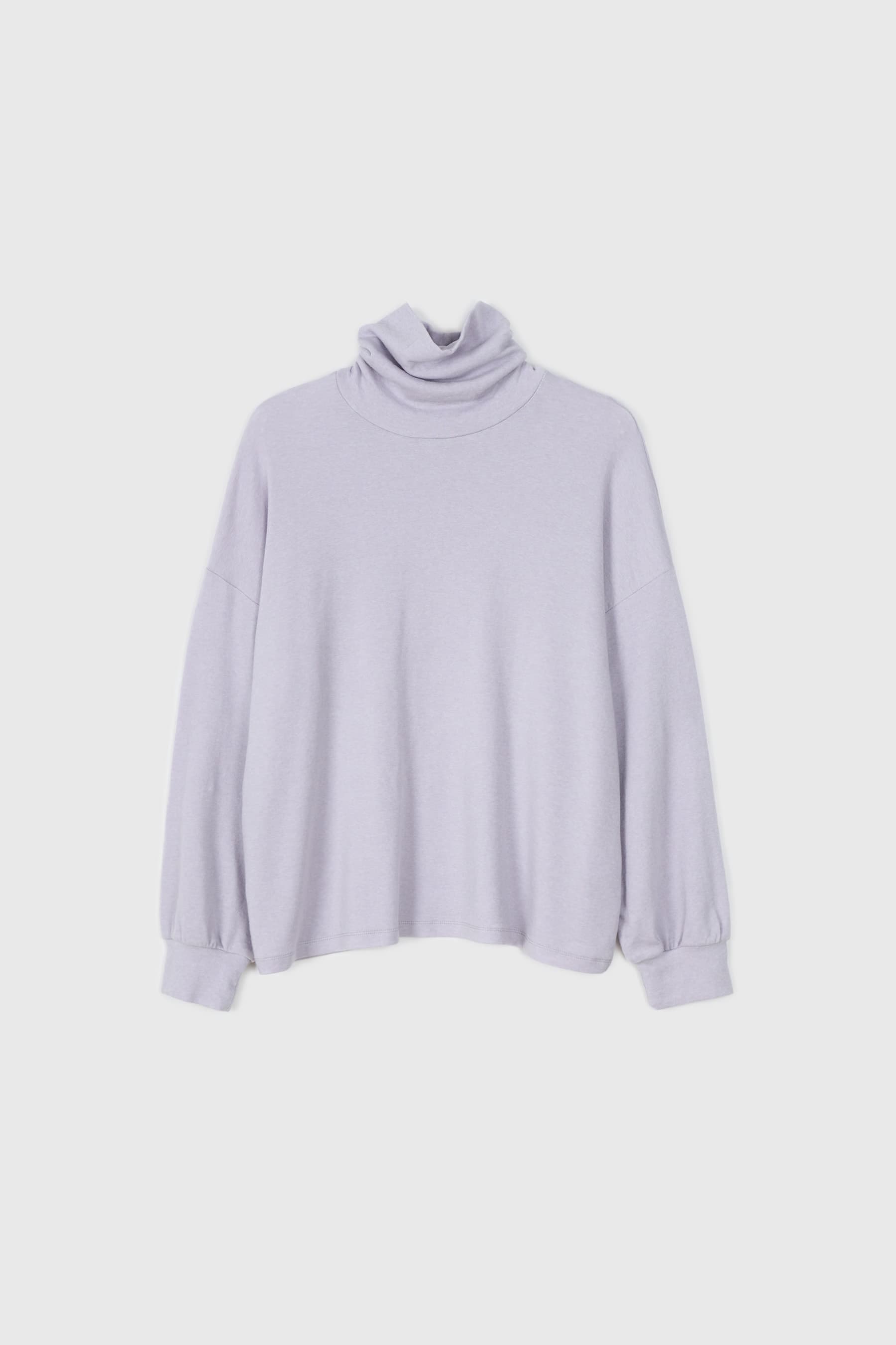 Wool Loose Turtle Neck T-Shirt (Purple)