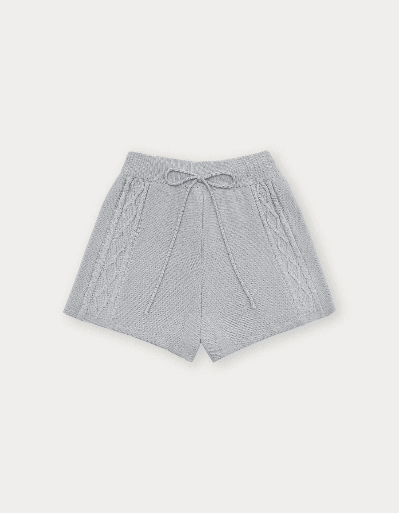 Cotton Cable Knit Pants - Light Grey
