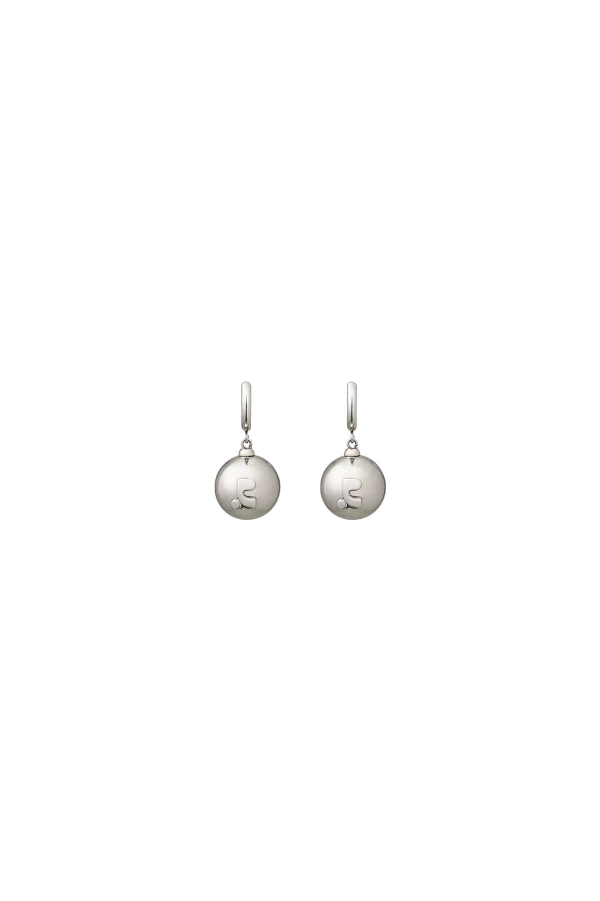 LOGO BALL RING EARRING - SILVER