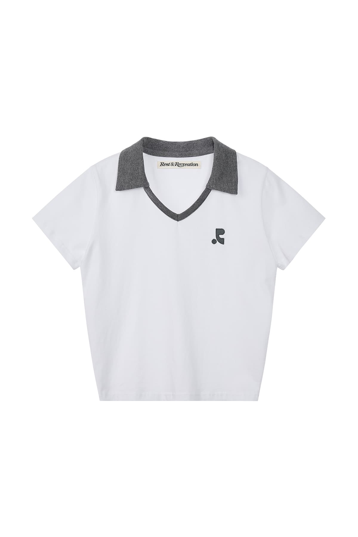 V-NECK COLLAR TOP - WHITE