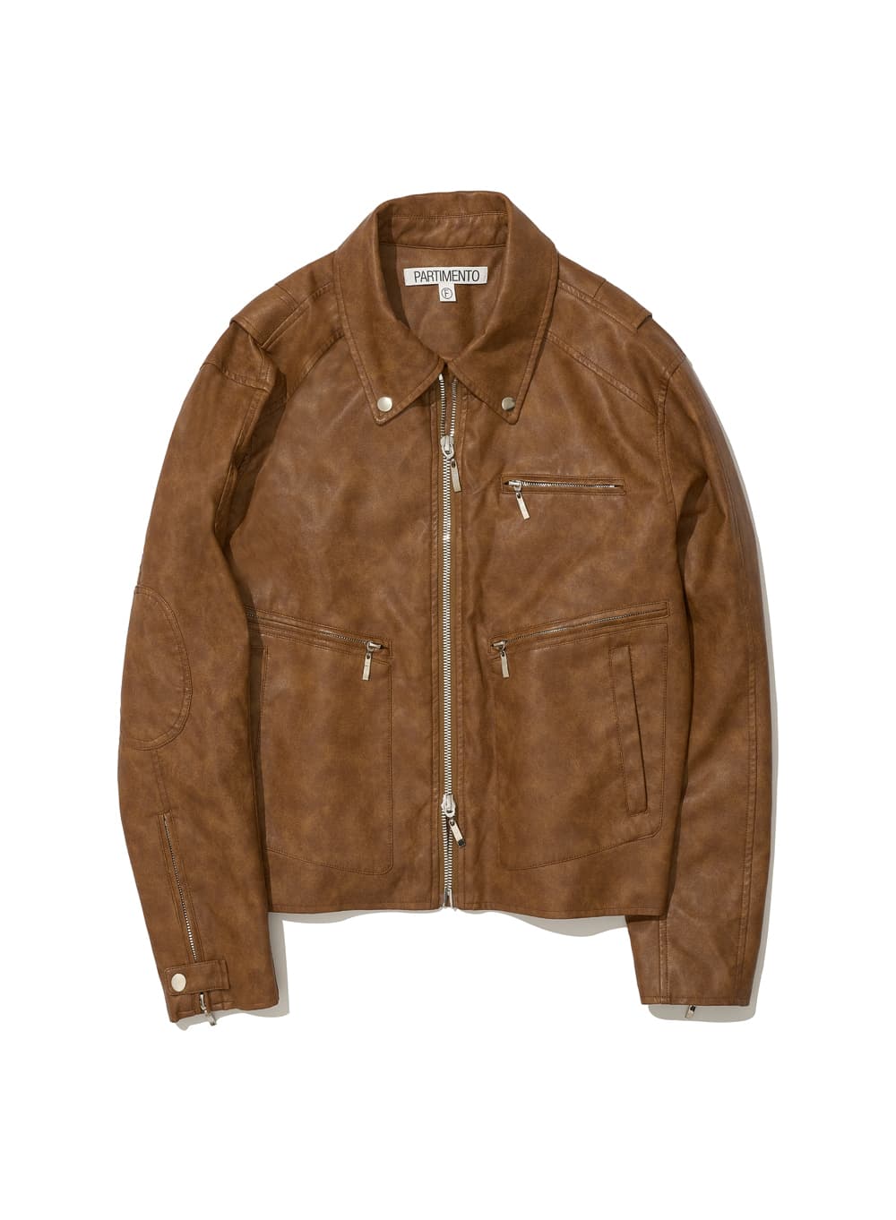 WASHED SINGLE LEATHER JACKET_CAMEL BROWN