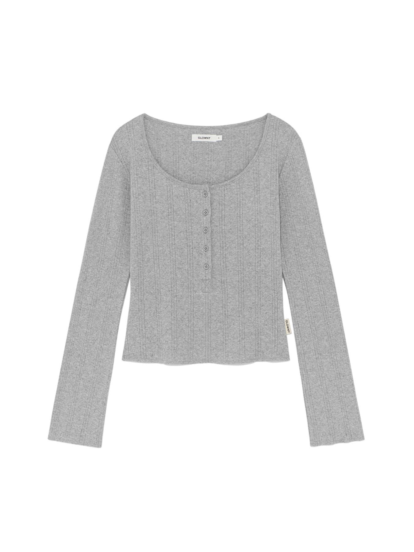 HONEY EYELET BUTTON LONG SLEEVE (GRAY)