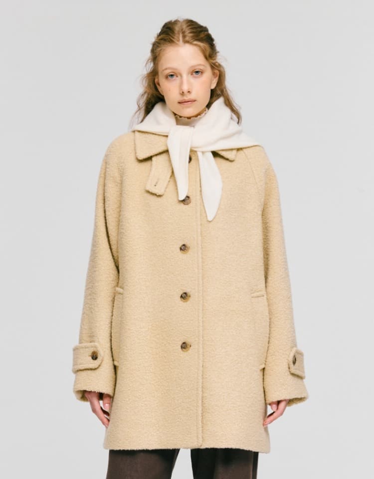 boucle balmacaan half coat - butter