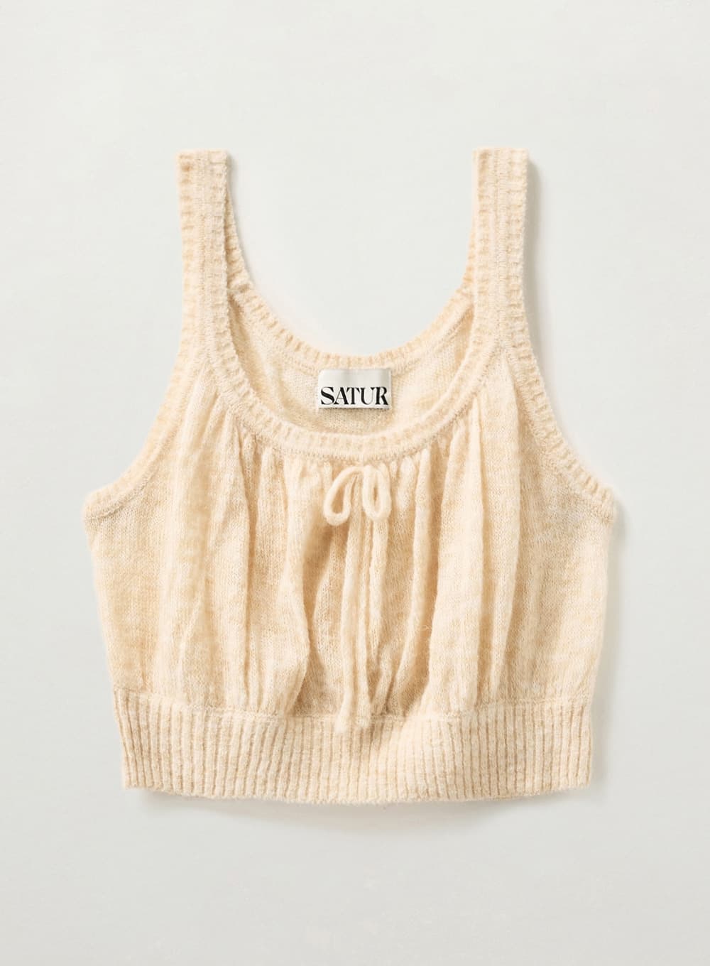 (W) Shirring Knit Bustier - Cream