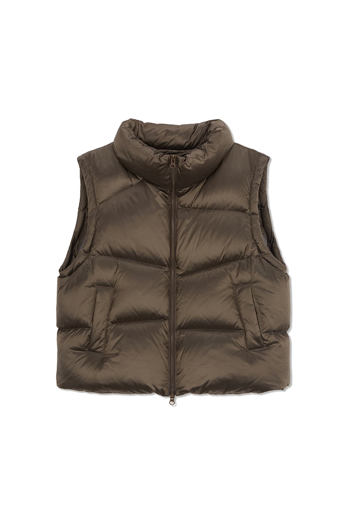 UNBALANCE QUILTED DOWN VEST FOR WOMEN IN KHAKI BROWN
