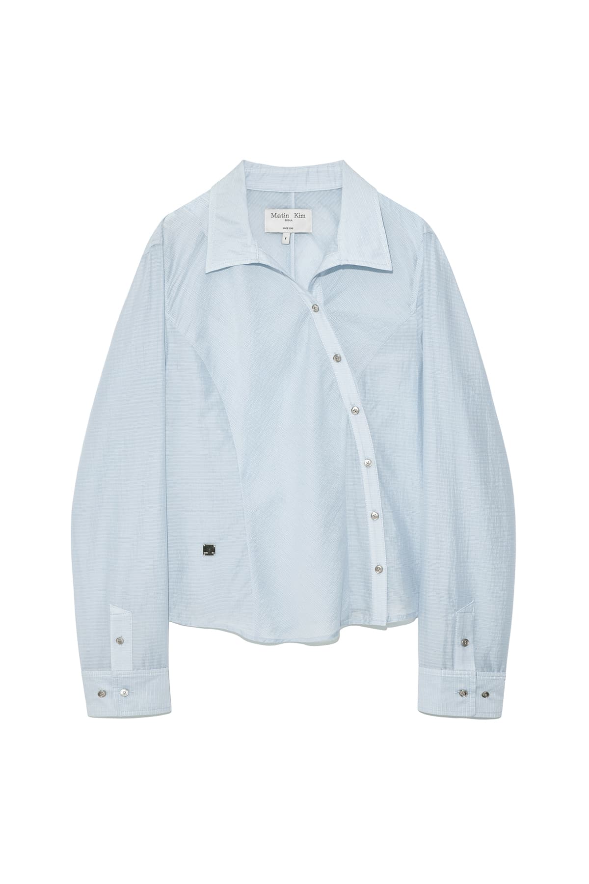 UNBALANCE BUTTON POINT SHIRT IN LIGHT BLUE