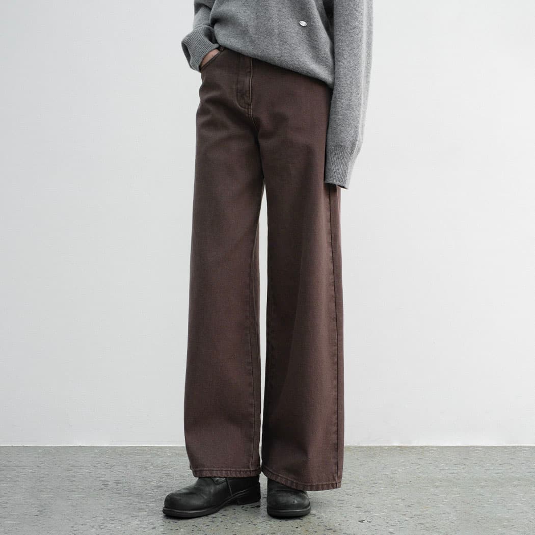 (PT-5723)WARM WIDE COLOR DENIM PANTS
