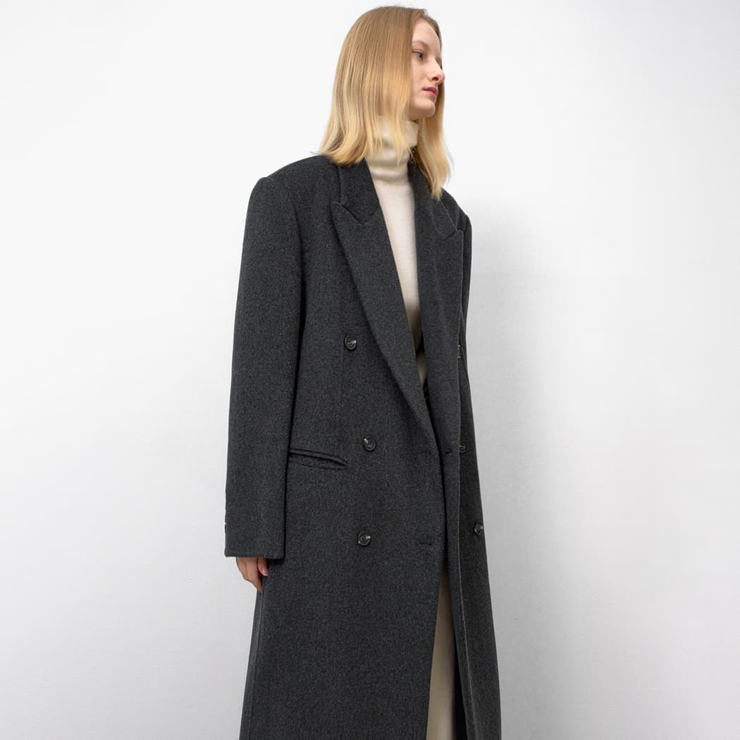 (CT-1457)CASHMERE OVERFIT HANDMADE DOUBLE COAT