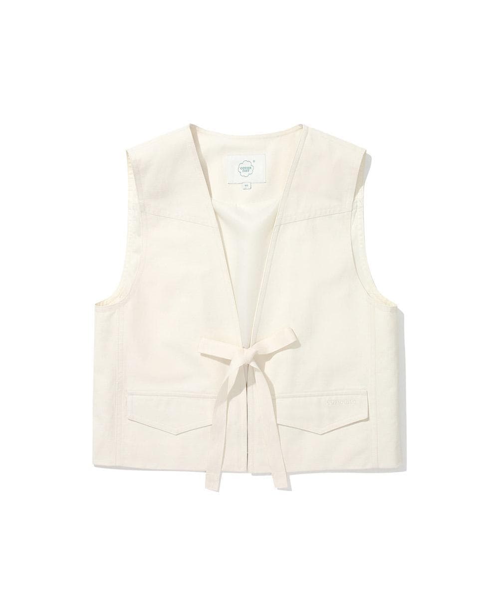 우먼 레이스업 베스트 Ivory