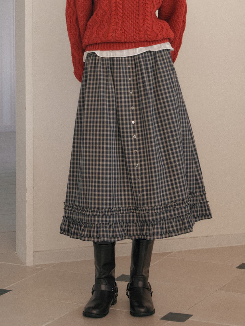Vintage Check Frill Skirt