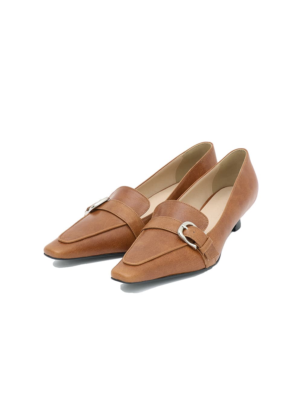 POINTED BELTED PUMPS_CAMEL