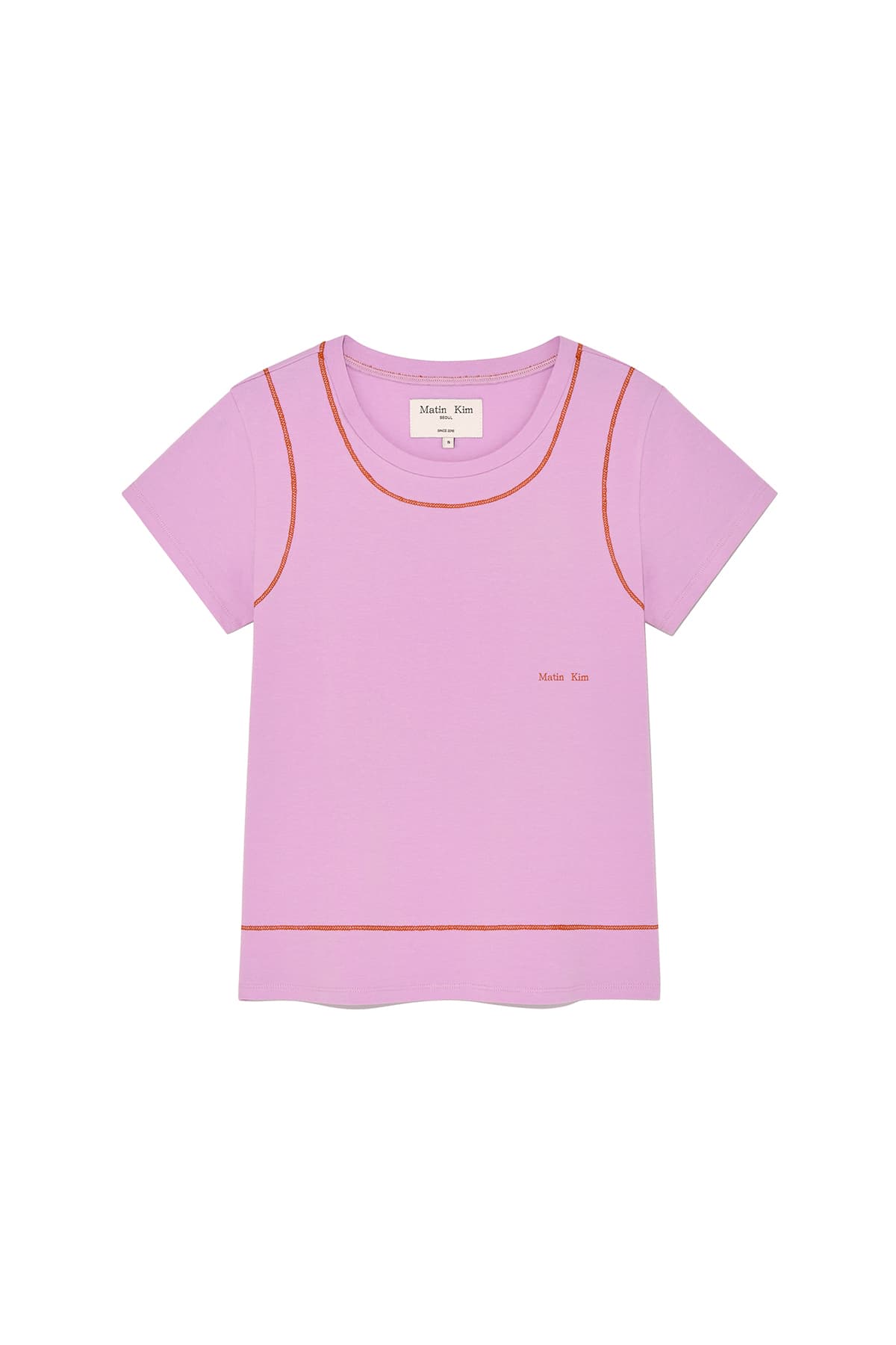STITCH POINT SMALL LOGO TOP IN PINK