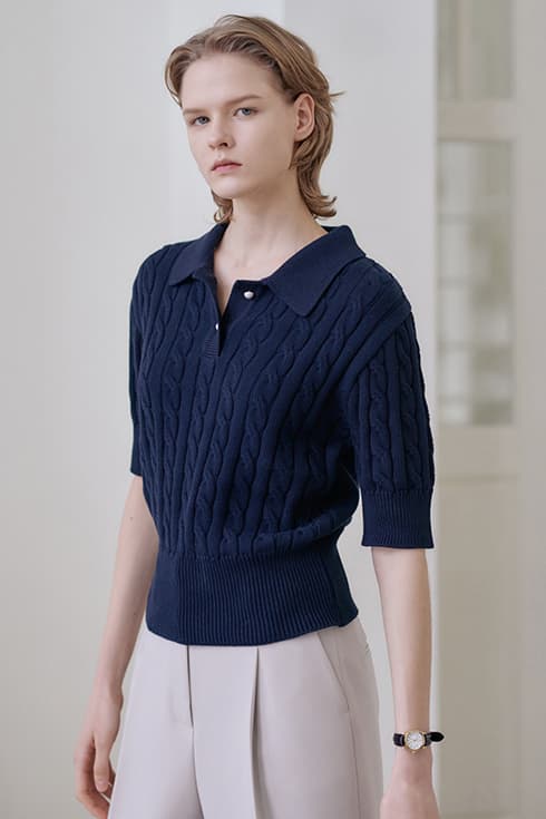 23SN cable half sleeve pullover [NA]