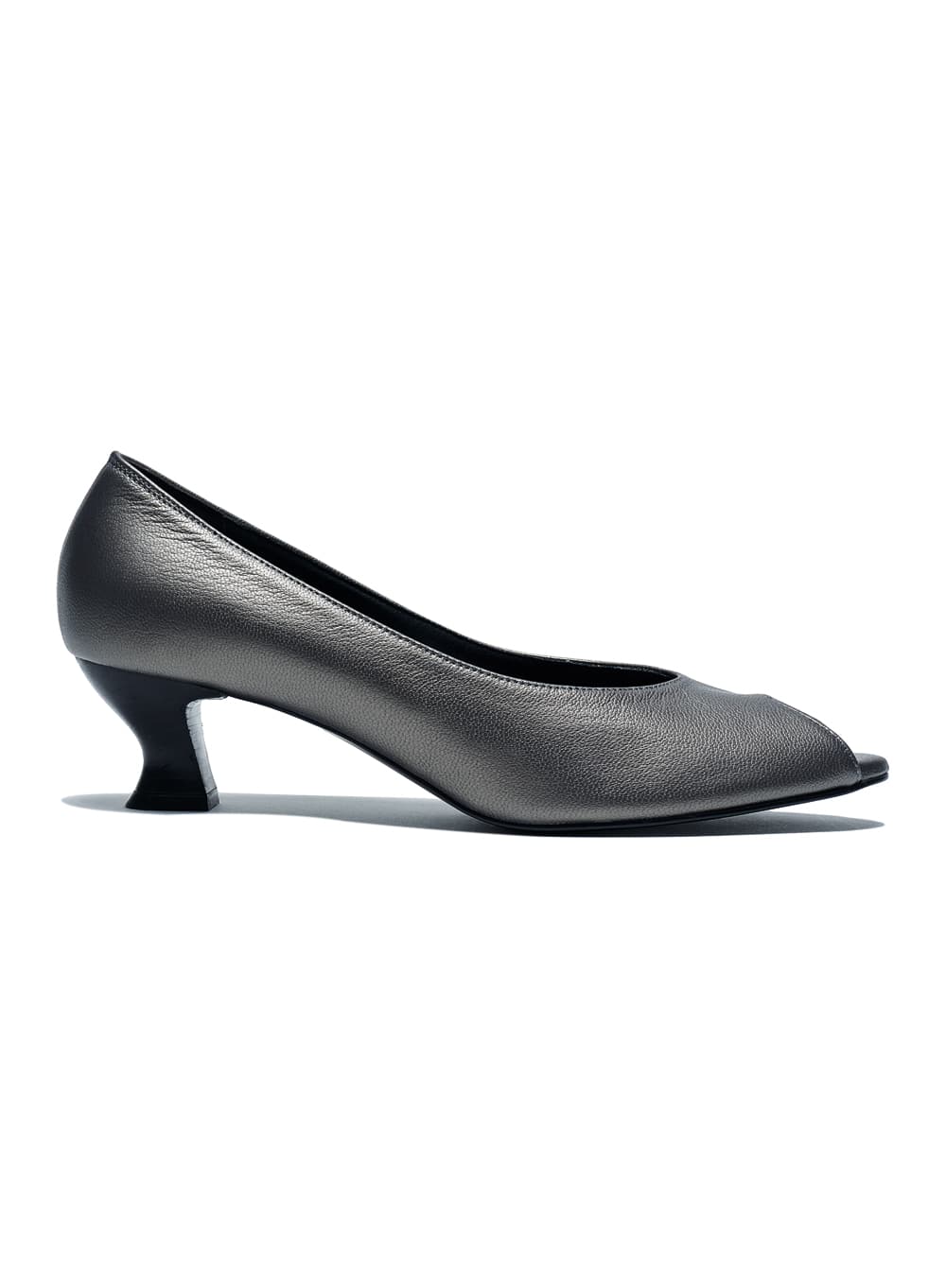 LEATHER OPEN TOE PUMPS_STEEL GREY