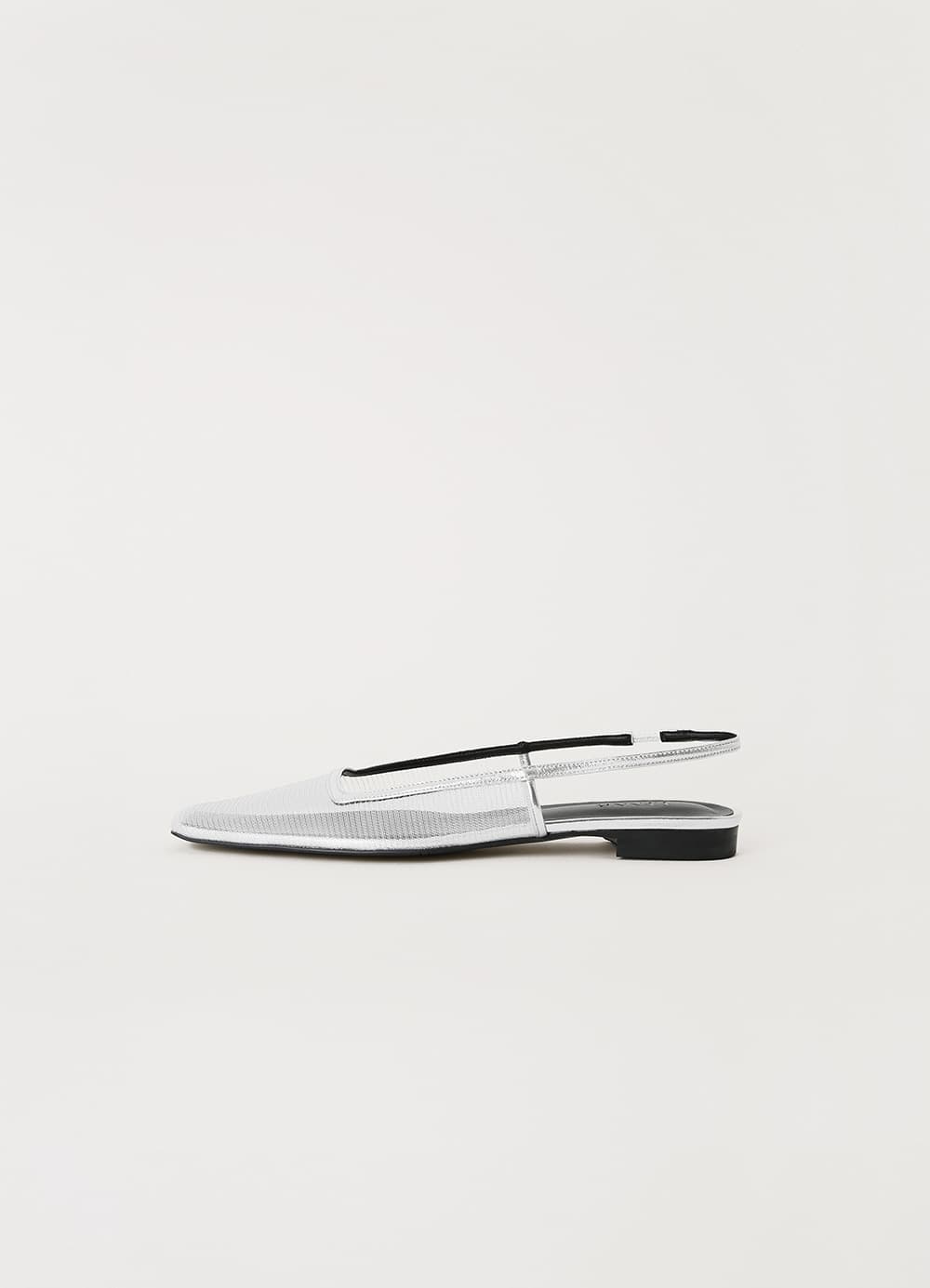Mesh Squared Sling Back Pumps - Silver